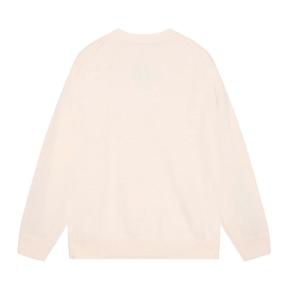 AMRI Cotton V-Neck Bones Cardigan Sweater Apricot