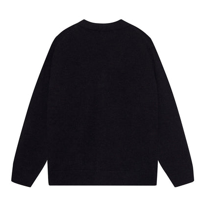 AMRI Cotton V-Neck Bones Cardigan Sweater Black