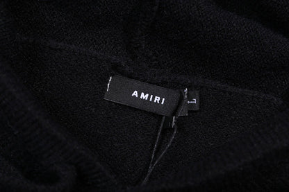 AMRI Cotton V-Neck Bones Cardigan Sweater Black