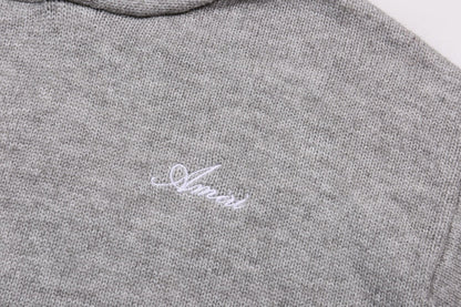 AMRI Grey Core Knitted Sweater Hoodie