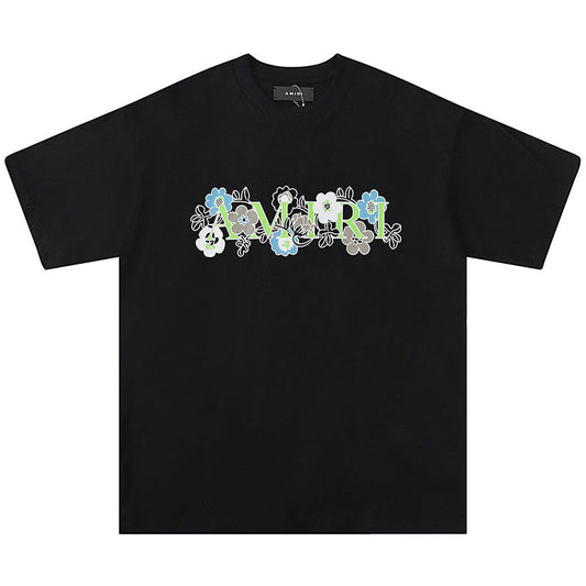 AMRI flower letter logo print T-Shirts