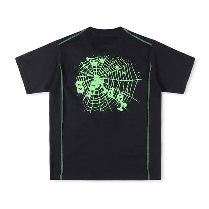 Sp5der Contrast Stitch Slub Tee
