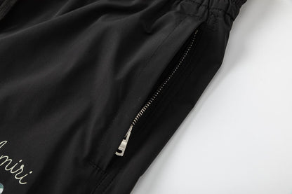AMRI Pool Cue Straight-Leg Mid-Length Logo-Print Swim Shorts