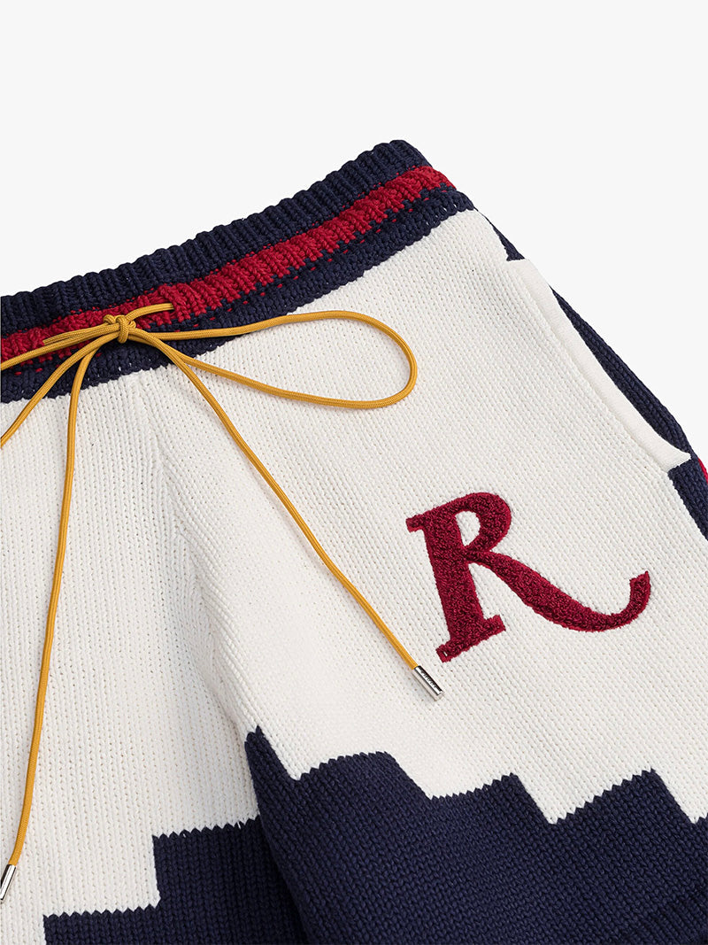 RHUDE Saint Croix Straight-Leg Logo-Appliqu茅d Intarsia Cotton Drawstring Shorts