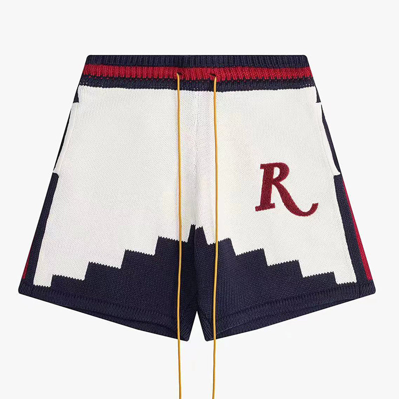 RHUDE Saint Croix Straight-Leg Logo-Appliqu茅d Intarsia Cotton Drawstring Shorts