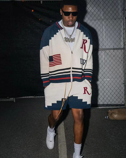 RHUDE Saint Croix Straight-Leg Logo-Appliqu茅d Intarsia Cotton Drawstring Shorts